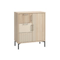 Modern Wooden Cabinet with Textured Doors and Metal Legs