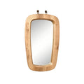 Modern Rectangular Wooden Wall Mirror with Metal Hooks